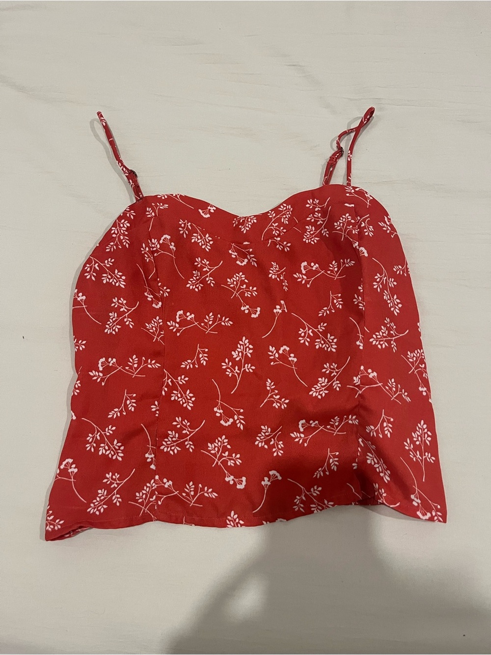 Abercrombie & Fitch Red Floral Sweetheart Tank